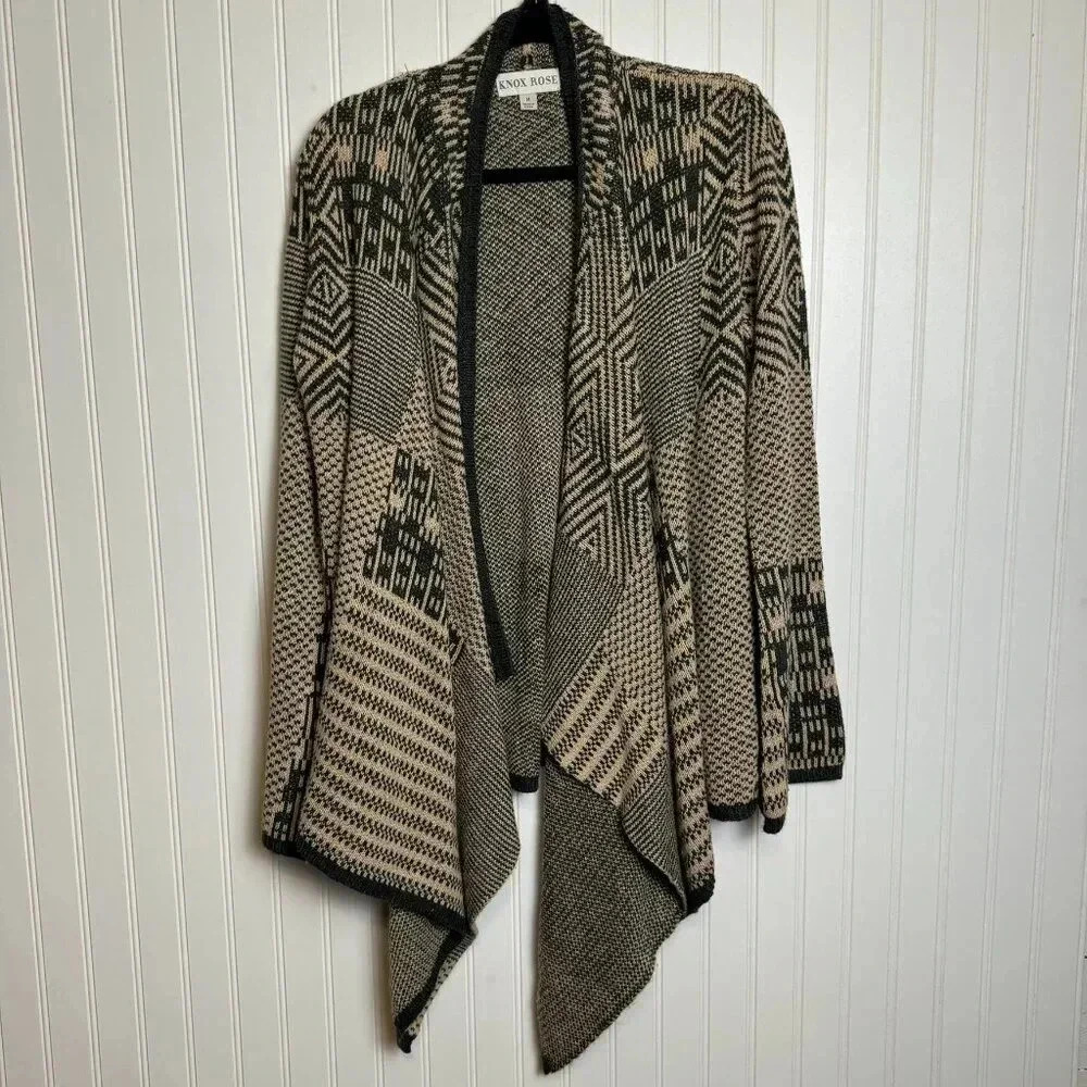 Knox Rose boho long sleeve open front sweater cardigan size medium